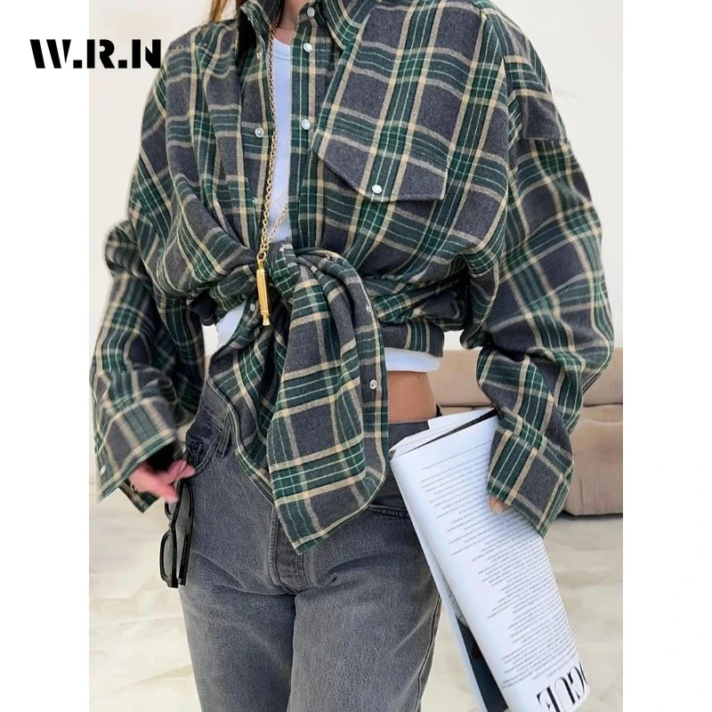 Winter Clothing Vintage - Fashion Baggy Plaid Women'S Blouse Elegant