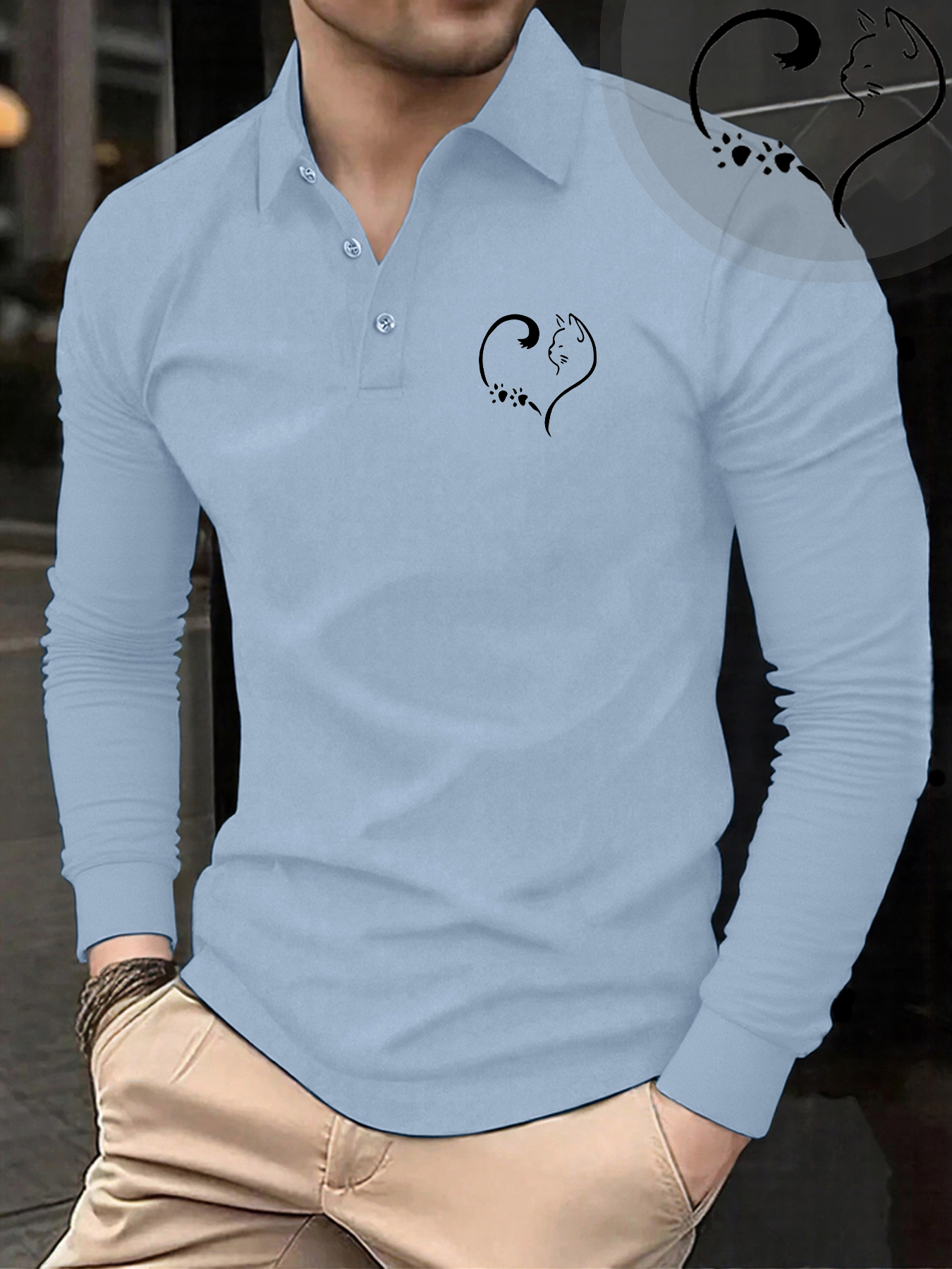 Love Shape Cat Prints Man'S Po - Winter Clothing English ulasan dan harga