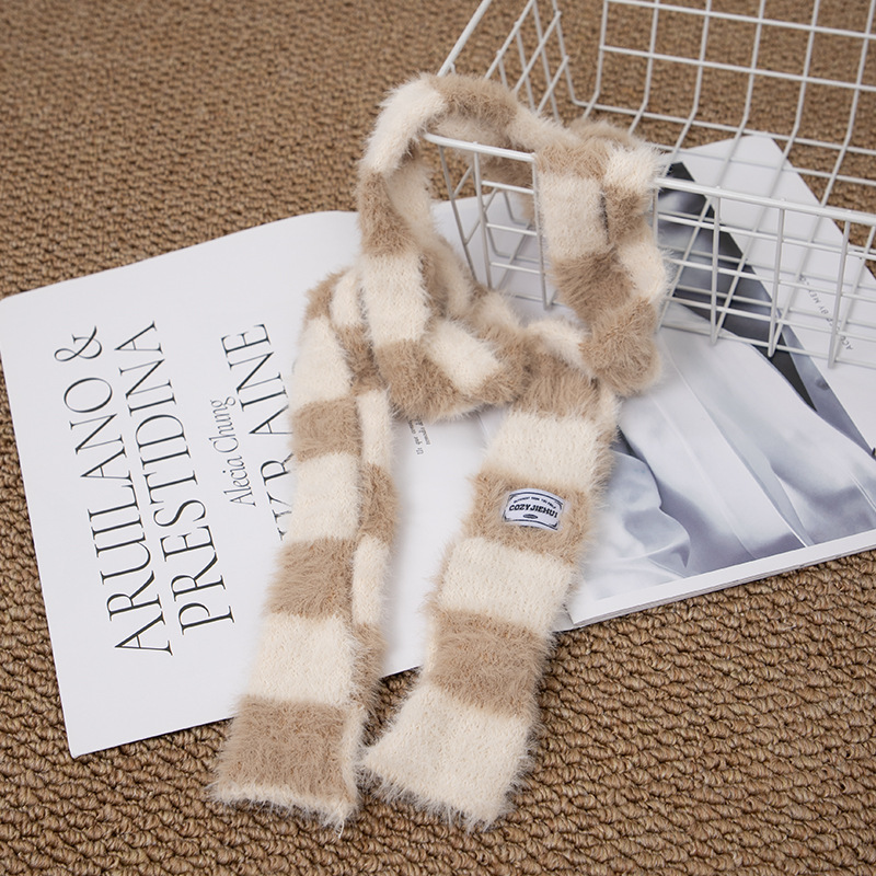 Y2k Striped Plush Narrow Long  - Y2K Winter Clothing ulasan dan harga