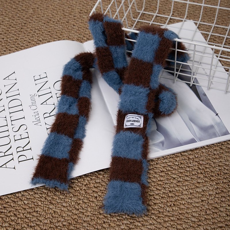Y2k Striped Plush Narrow Long  - Y2K Winter Clothing ulasan dan harga