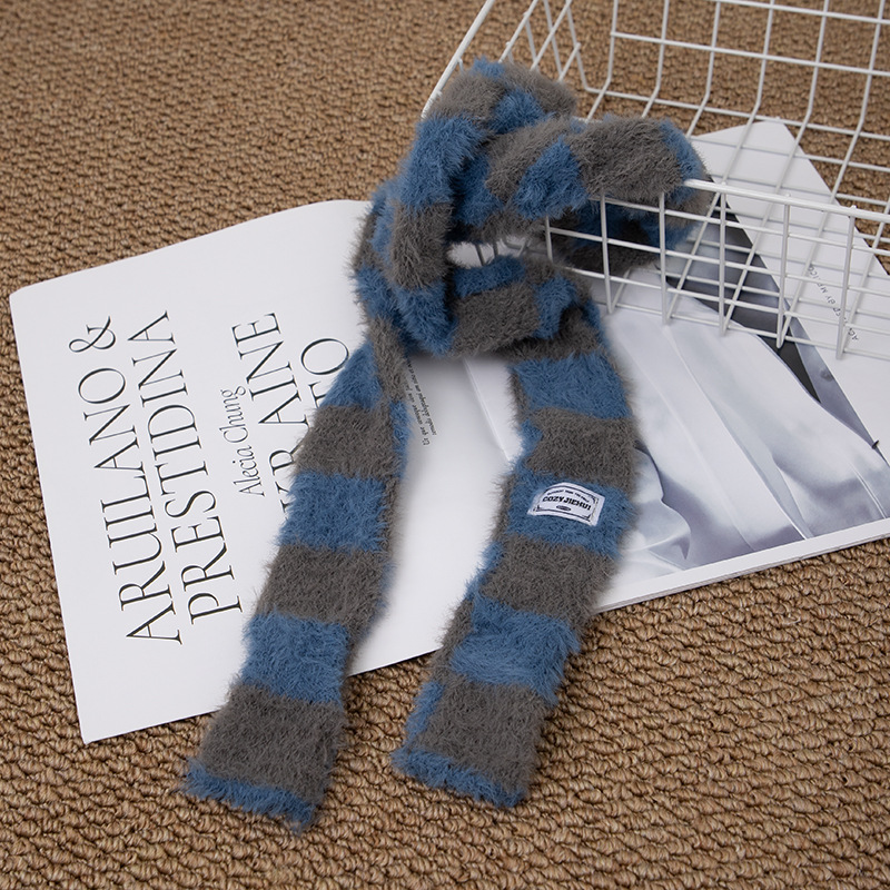 Y2k Striped Plush Narrow Long  - Y2K Winter Clothing ulasan dan harga