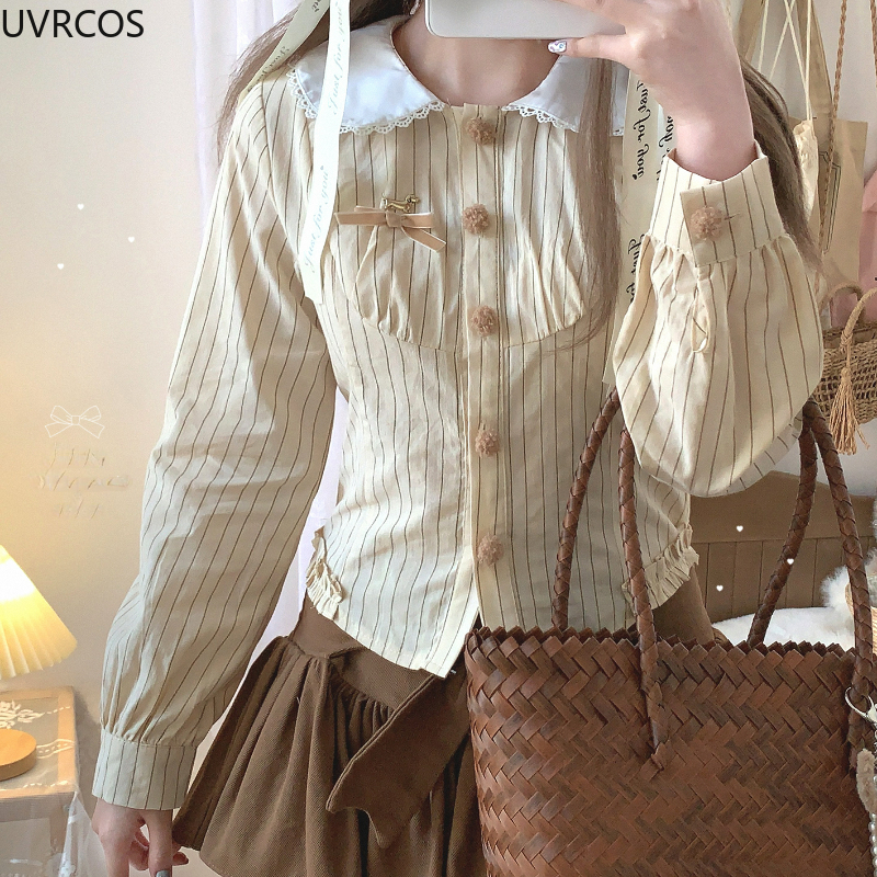 Japanese Style Kawaii Striped  - Winter Clothing Vintage ulasan dan harga