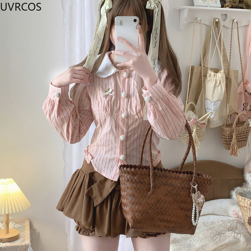 Japanese Style Kawaii Striped  - Winter Clothing Vintage ulasan dan harga