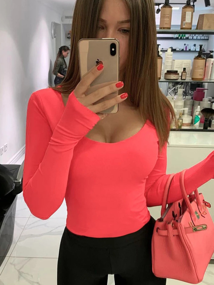 Orange Neon Bodysuit Women Lon - Winter Clothing Outfits ulasan dan harga