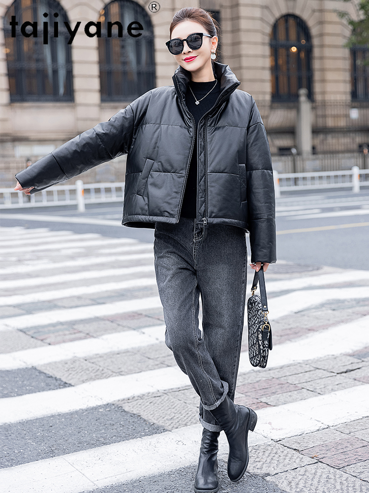 TAJIYANE 100% Cow Leather Goos - Puffer Jacket Women Down ulasan dan harga