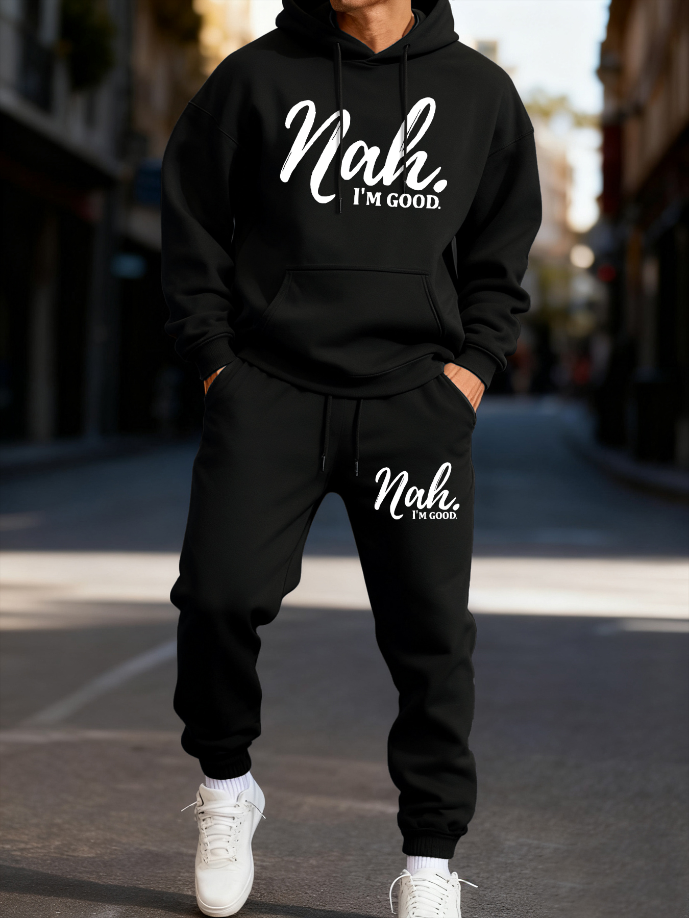 Nah I'M Good Printing Men Hood - Winter Clothing English ulasan dan harga
