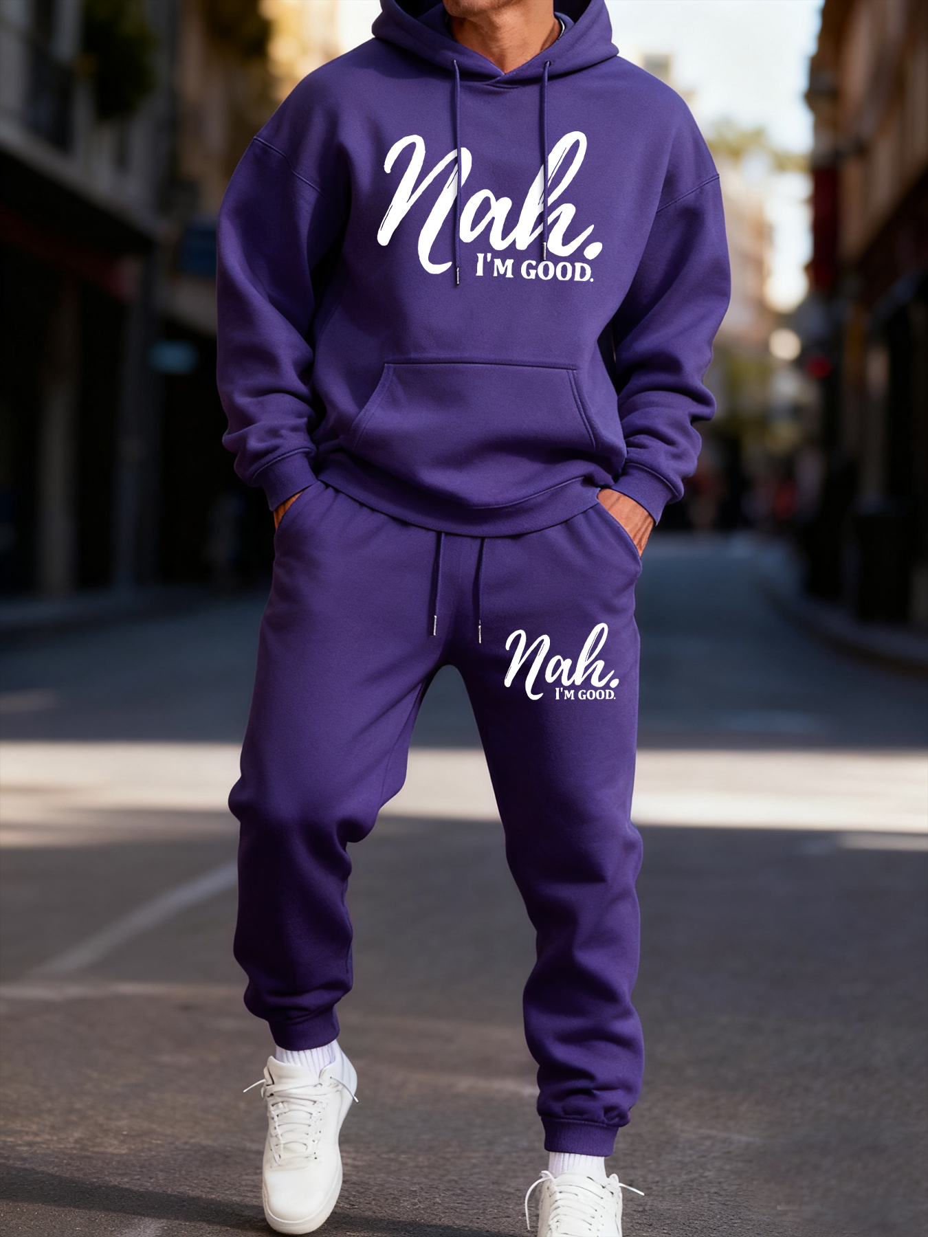 Nah I'M Good Printing Men Hood - Winter Clothing English ulasan dan harga