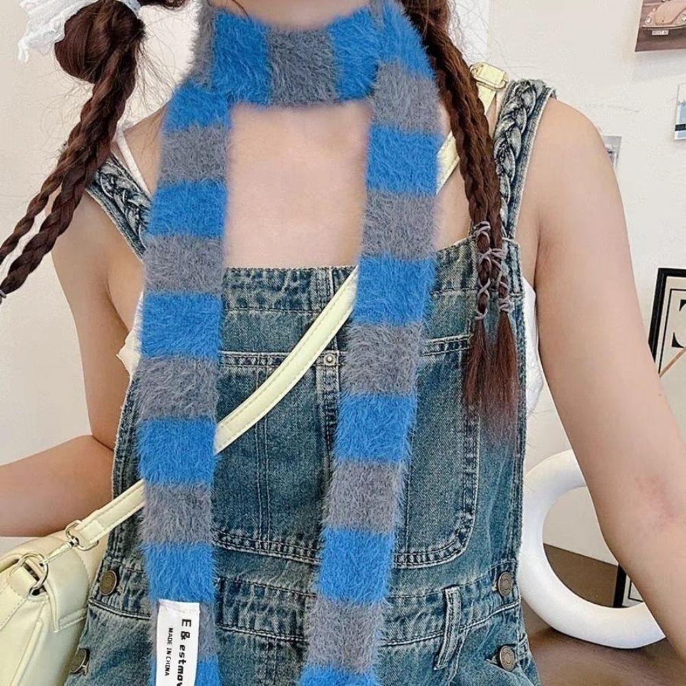 Knitted Y2K Girl Stripe Scarf  - Y2K Winter Clothing ulasan dan harga
