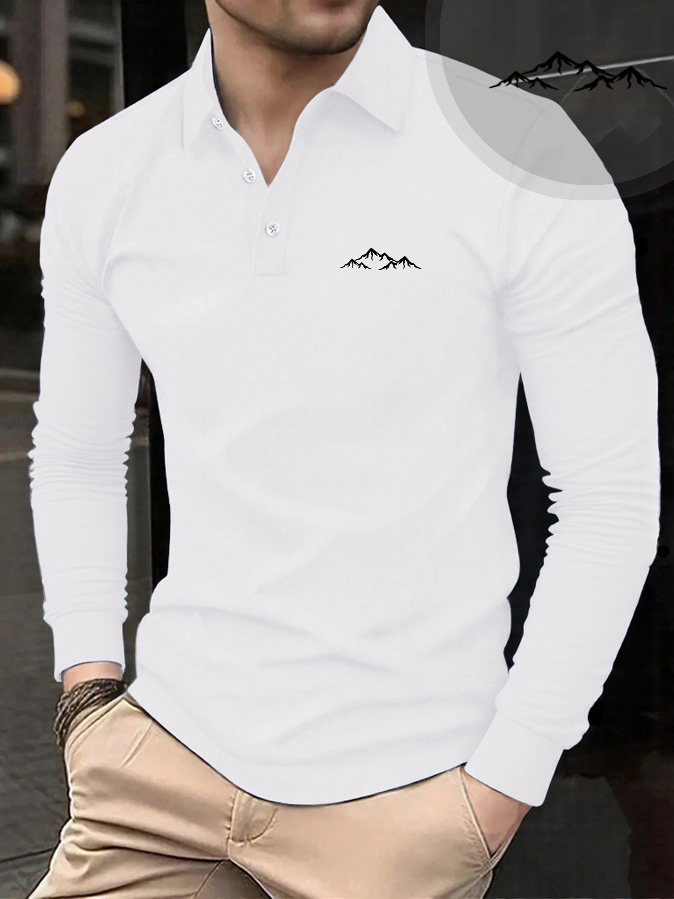 Mountain Line Print Male Polo  - Winter Clothing English ulasan dan harga