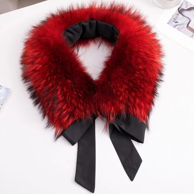 Natural Raccoon Fur Collar War - Winter Clothing Women Sale ulasan dan harga