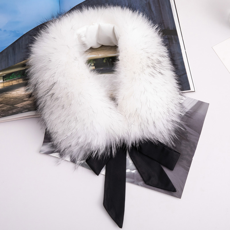 Natural Raccoon Fur Collar War - Winter Clothing Women Sale ulasan dan harga